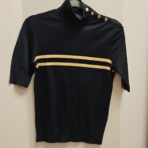 Ralph Lauren GOLF Black Top with Gold Stripes